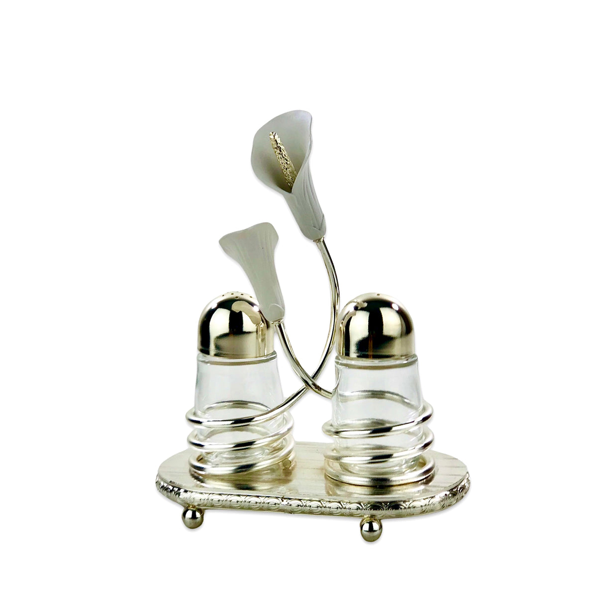 Sliver Spiral Flower Salt & Pepper Set