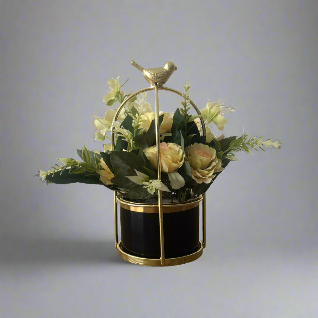 Golden Nest Bloom With Black Pot