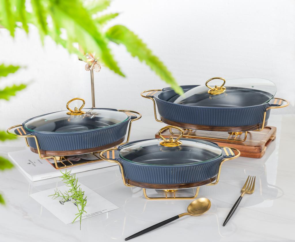 Embossed Line Oval Surving Bowl