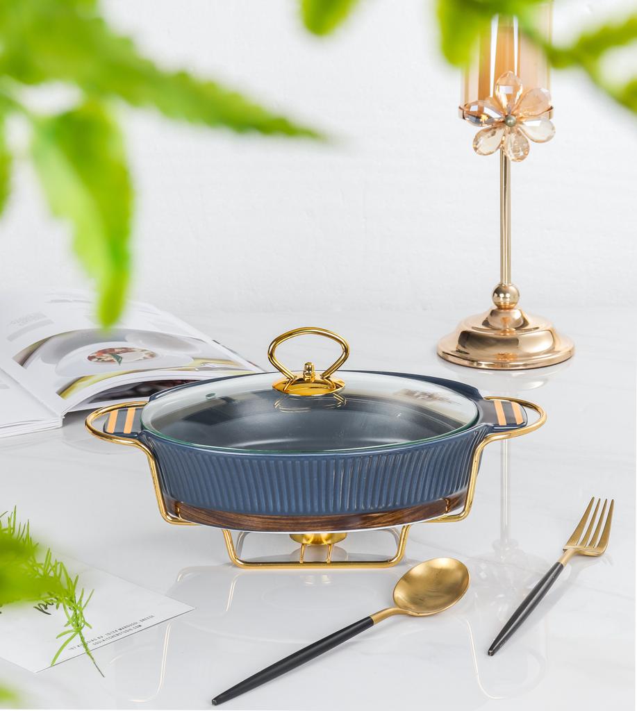 Embossed Line Oval Surving Bowl