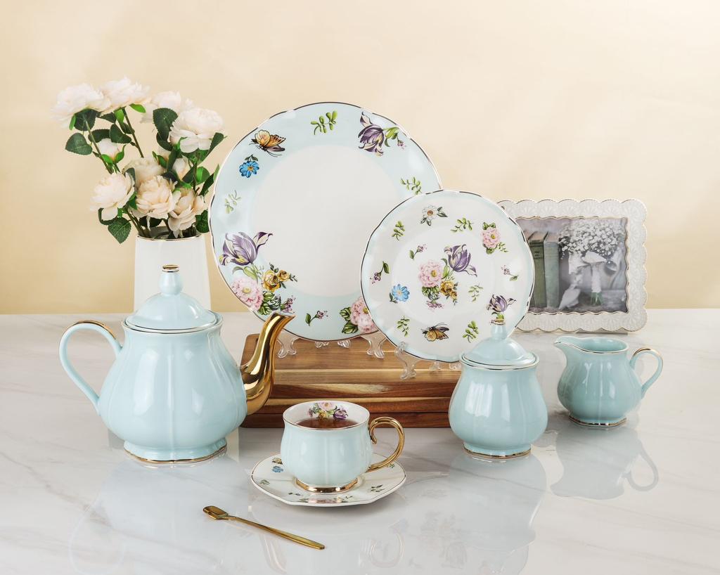 Blue Floral Breakfast Set (Set of 22)