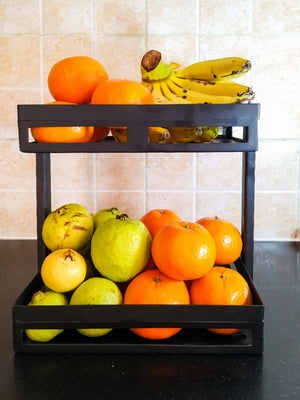 Metallic Black Fruit Basket