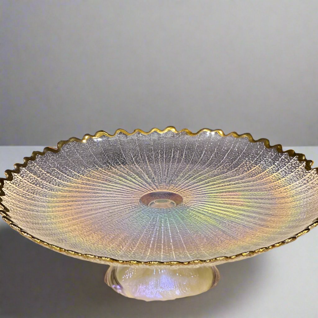 White & Silver line Cake Tray