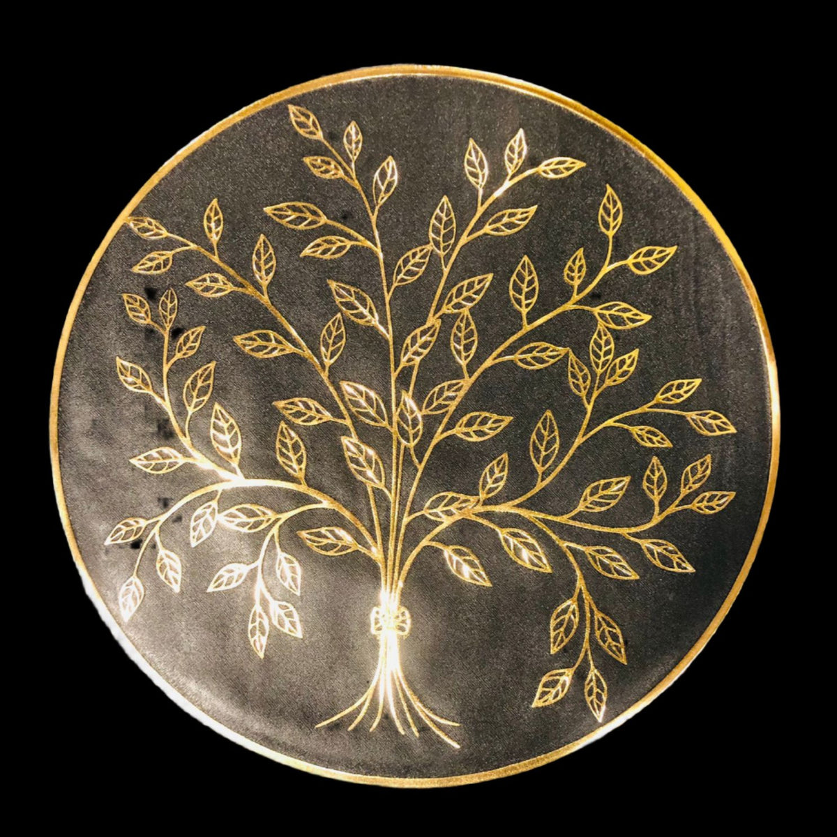 Black & Gold Round Placemats (Set of 2)