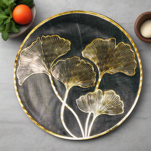 Black & Gold Round Placemats (Set of 2)