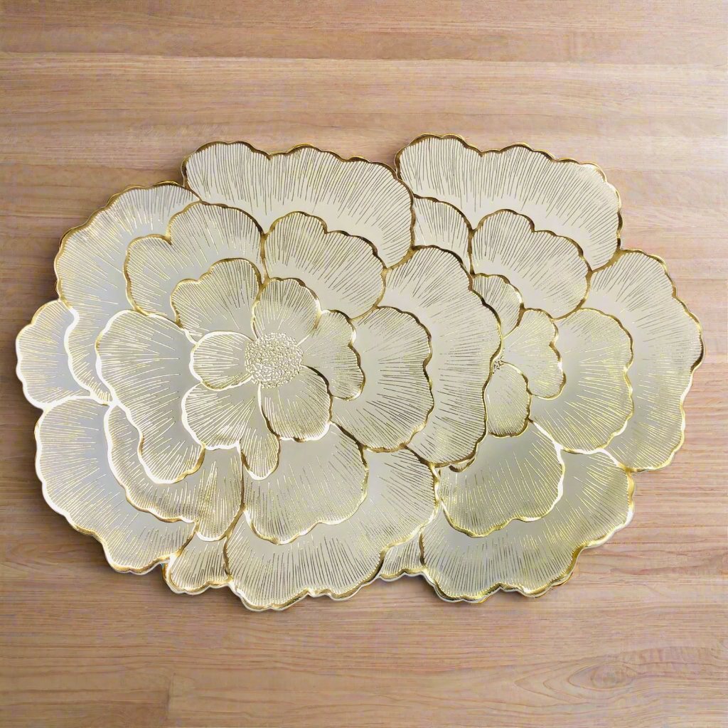White & Gold Round Placemats (Set of 2)