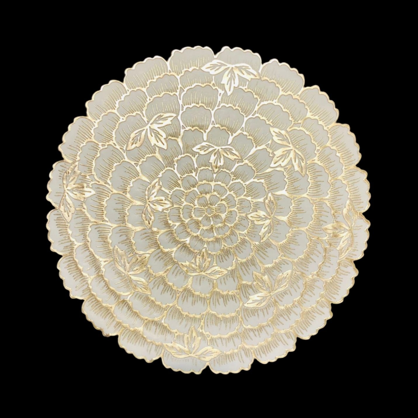 White & Gold Round Placemats (Set of 2)