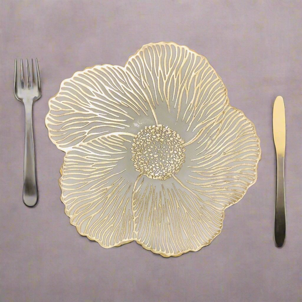 White & Gold Round Placemats (Set of 2)