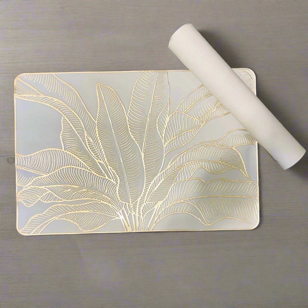 Rectangular Gold & White Placemats (Set of 2)