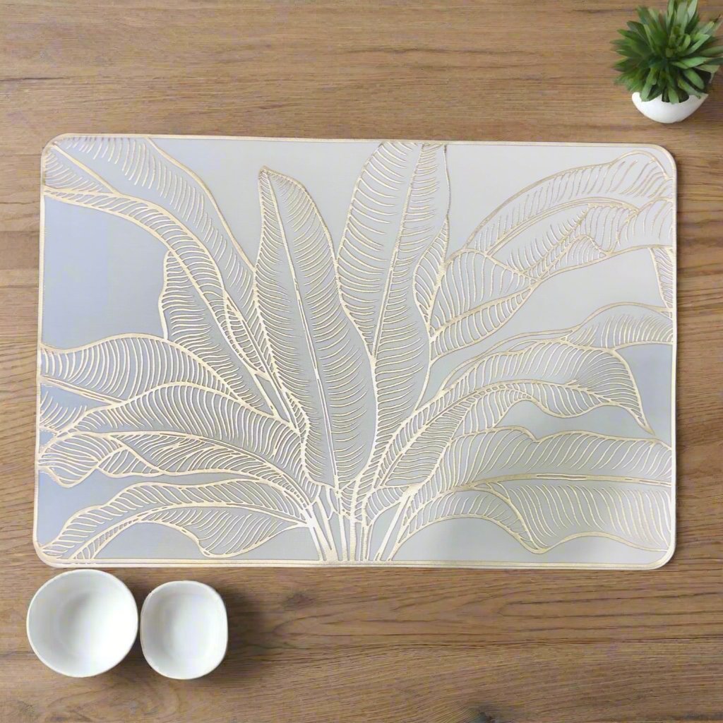 Rectangular Gold & White Placemats (Set of 2)
