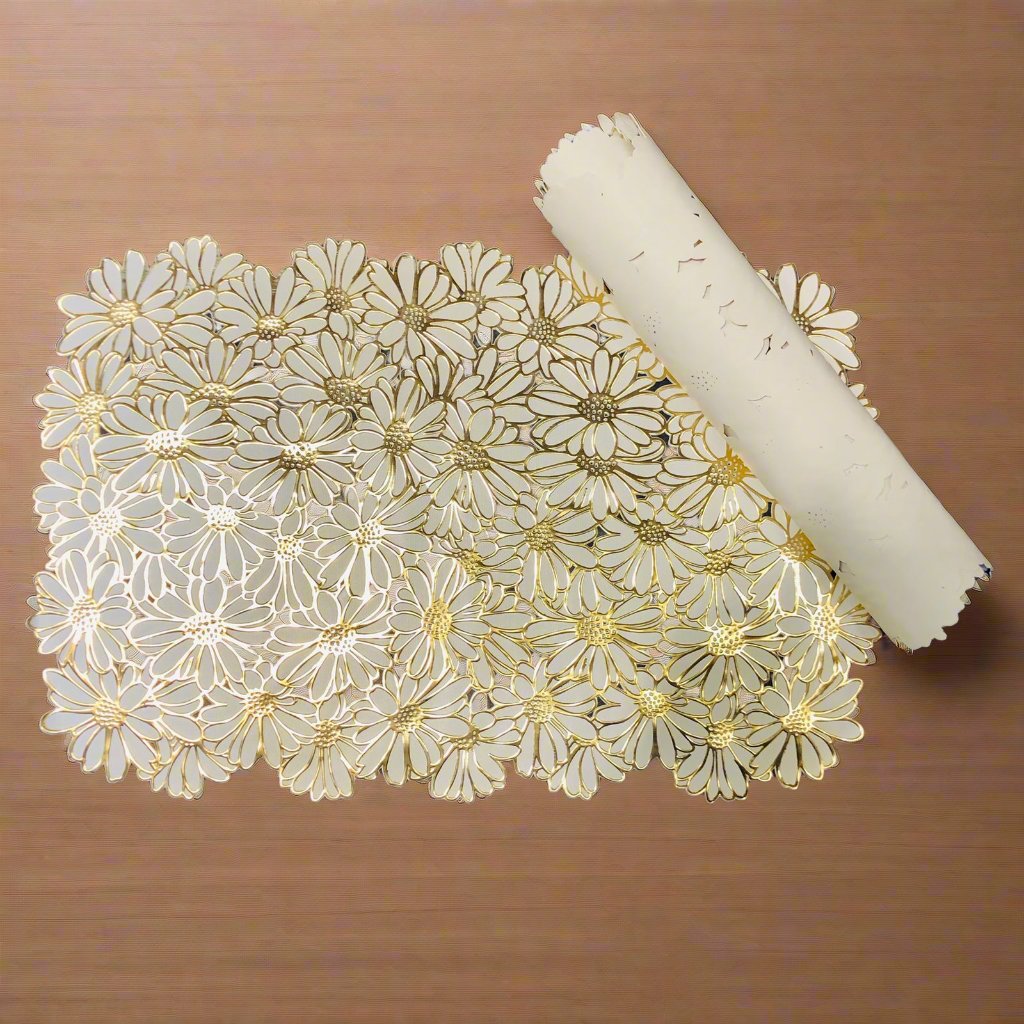 Rectangular Gold & White Placemats (Set of 2)