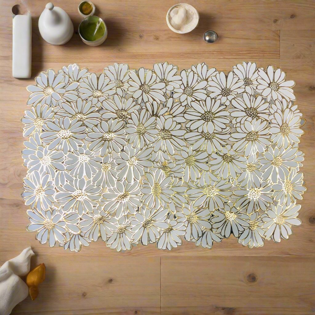 Rectangular Gold & White Placemats (Set of 2)