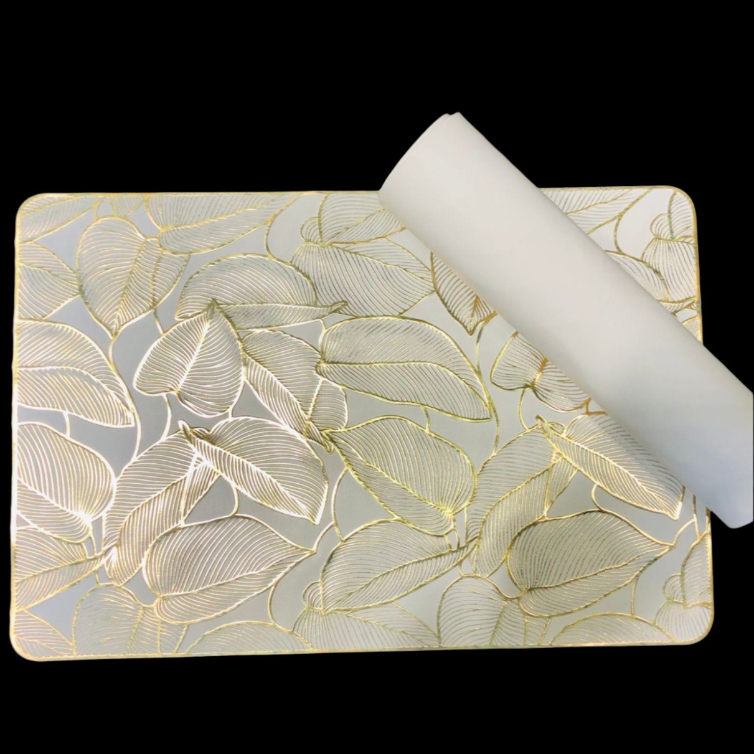 Rectangular Gold & White Placemats (Set of 2)