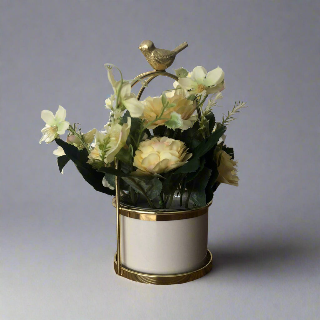Golden Nest Bloom With White Pot