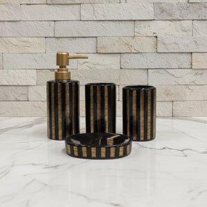 Verona Black & Gold Striped Bath Set