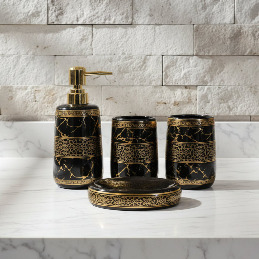 Versailles Black & Gold Marble Bath Set