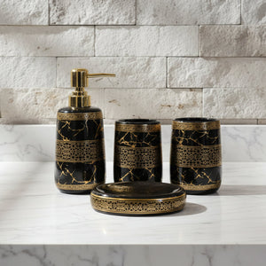 Versailles Black & Gold Marble Bath Set