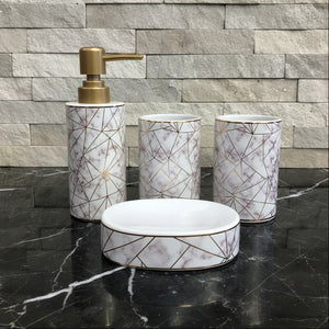 Rose Quartz White & Gold Bath Set