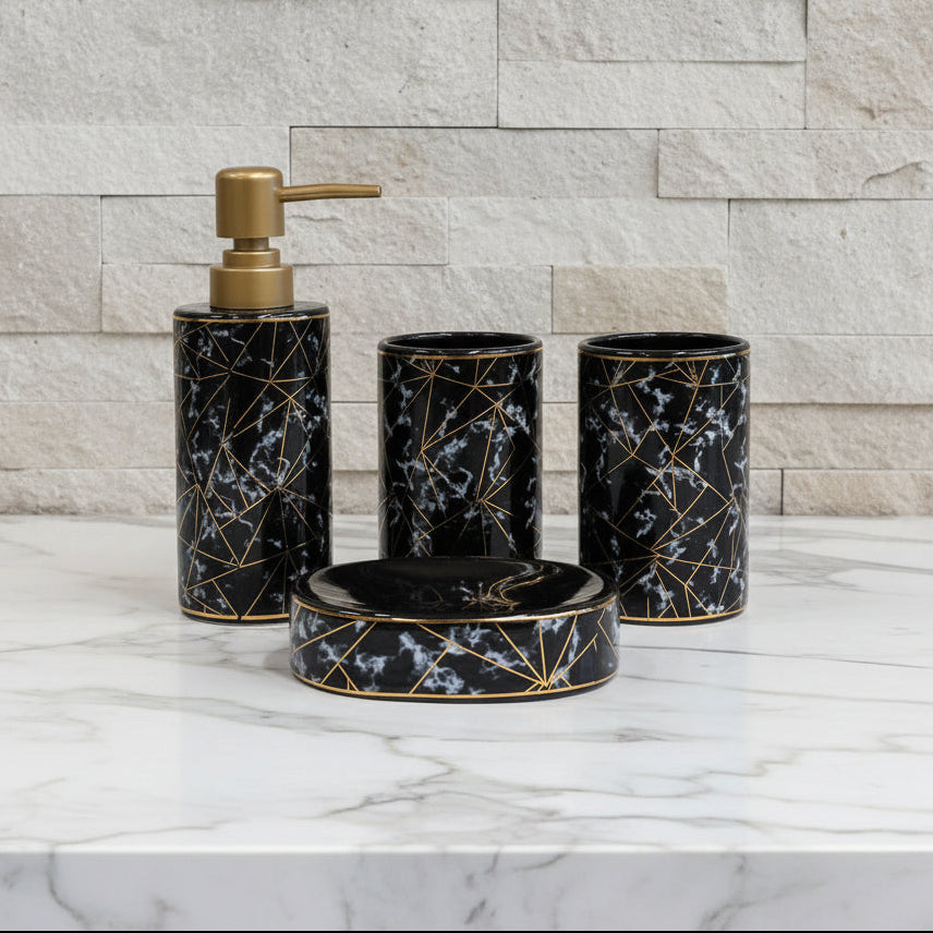 Midnight Vein Black & Gold Bath Set