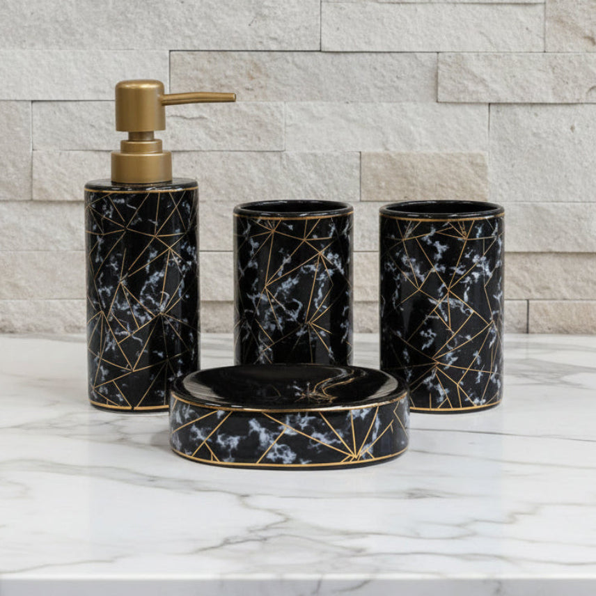 Midnight Vein Black & Gold Bath Set