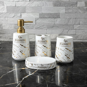 Fashion Luxe White & Gold Bath Set