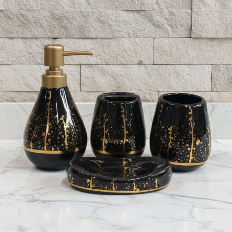 Pearl Esseence Black & Gold Bath Set