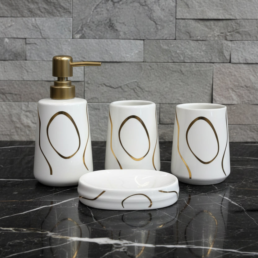Noir Contour White & Gold Bath set