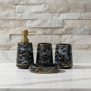 Midnight Black Blue Cloud Marble Gold Bath set