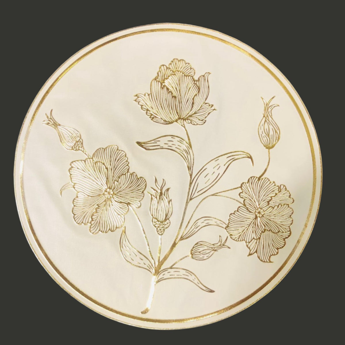 White & Gold Round Placemats (Set of 2)