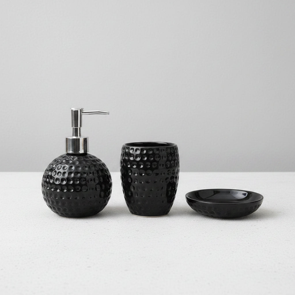 Embossed Dots Texture Ceramic Bathroom Set (3 Pcs)