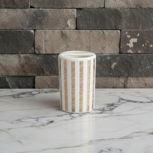 Verona White & Gold Striped Bath Set
