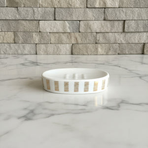 Verona White & Gold Striped Bath Set