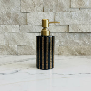 Verona Black & Gold Striped Bath Set