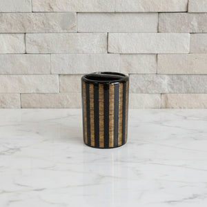 Verona Black & Gold Striped Bath Set