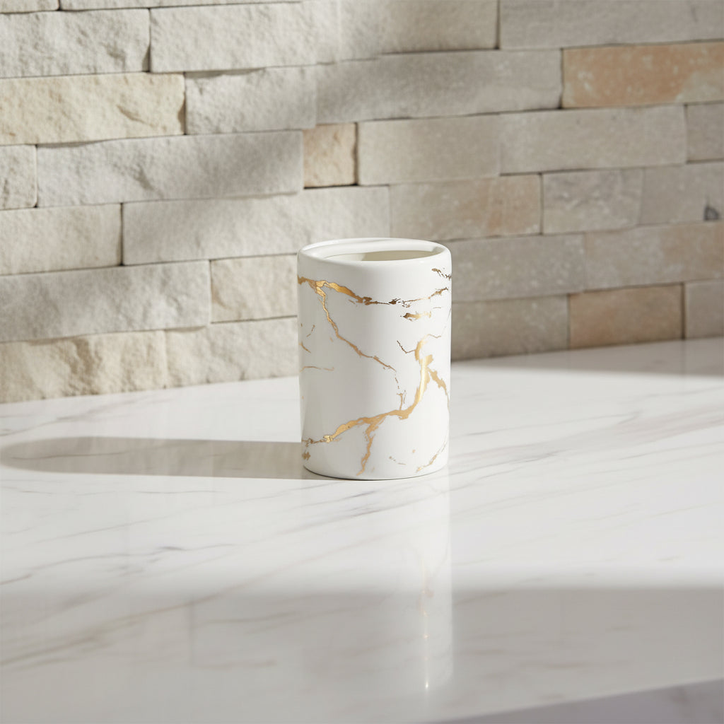 White Luxe Marble Bath Set