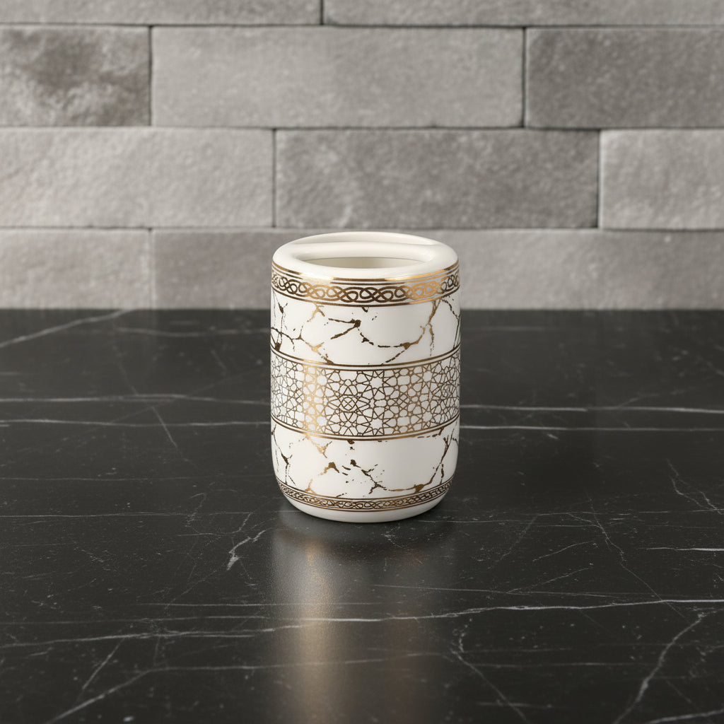 Versailles White & Gold Marble Bath Set