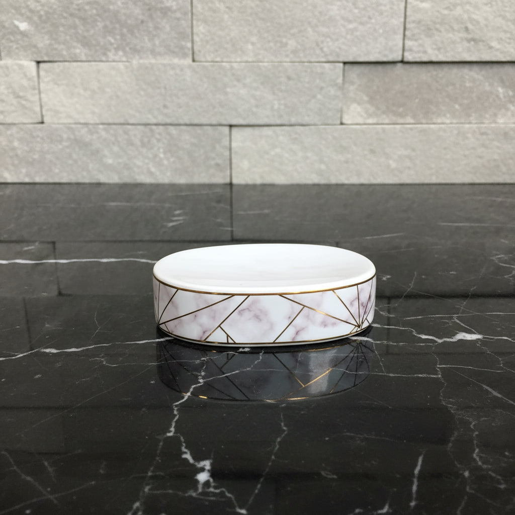 Rose Quartz White & Gold Bath Set