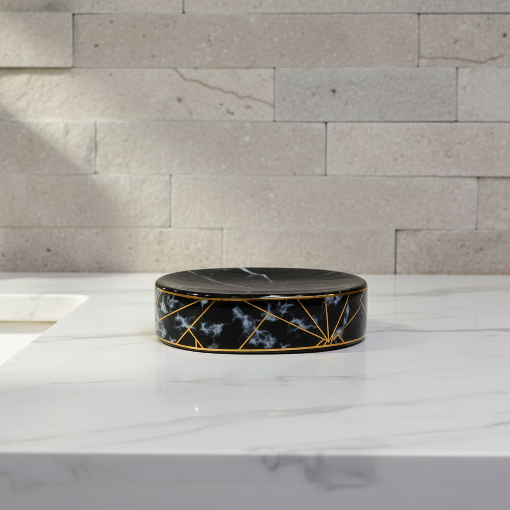 Midnight Vein Black & Gold Bath Set