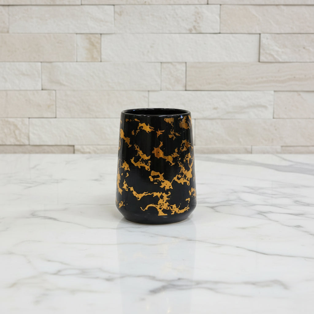 Black & Antique Gold Design Bath Set