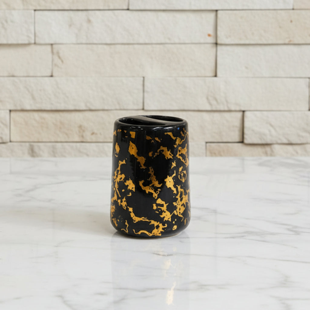 Black & Antique Gold Design Bath Set