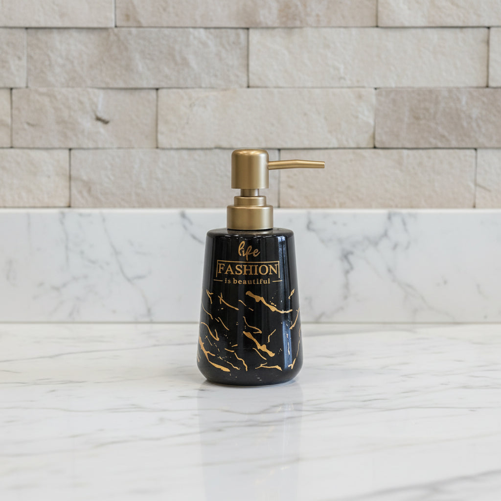 Fashion Luxe Black & Gold Bath Set