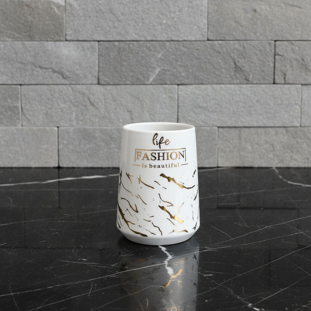 Fashion Luxe White & Gold Bath Set