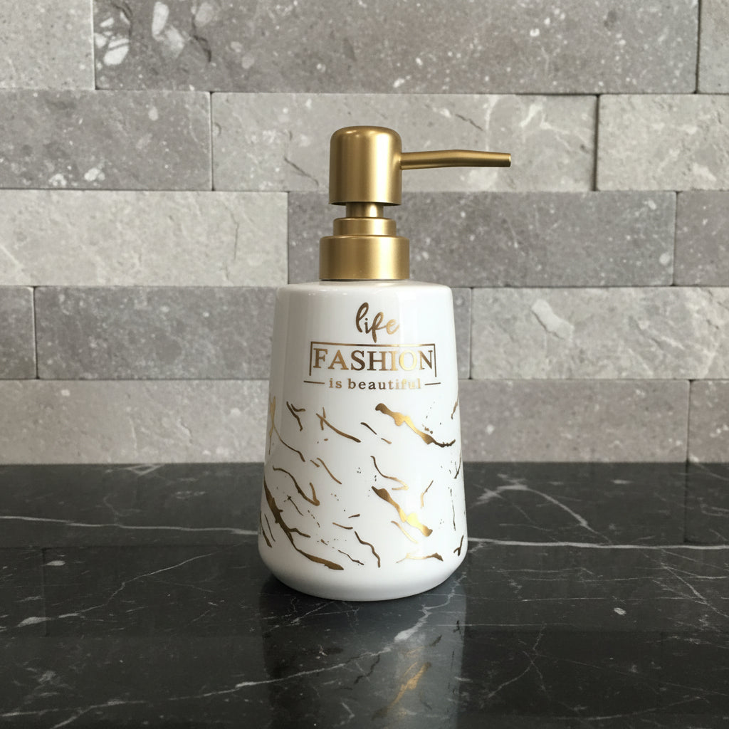 Fashion Luxe White & Gold Bath Set