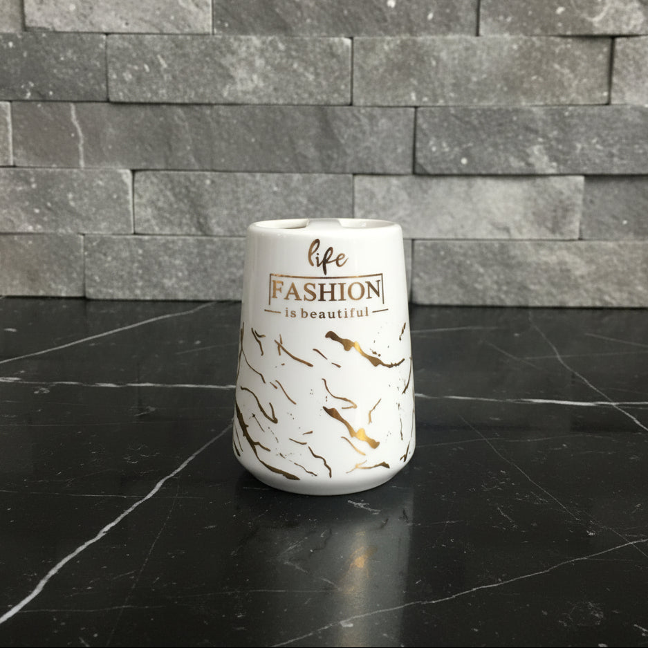 Fashion Luxe White & Gold Bath Set