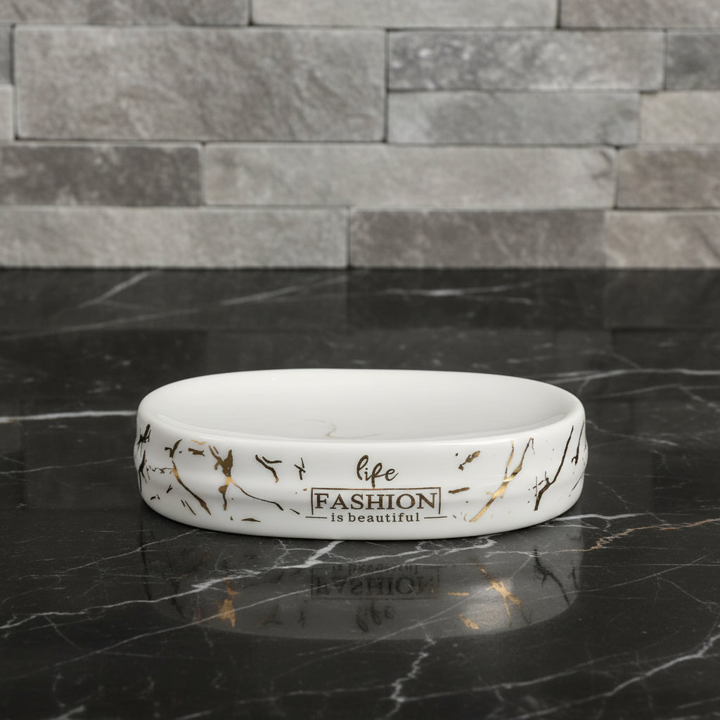 Fashion Luxe White & Gold Bath Set