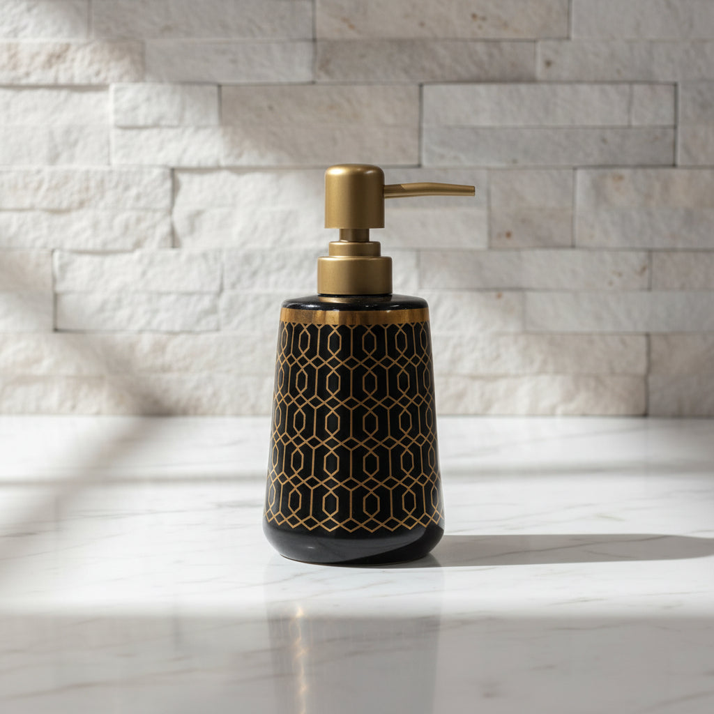 Hexagon Black & Golden Bath set