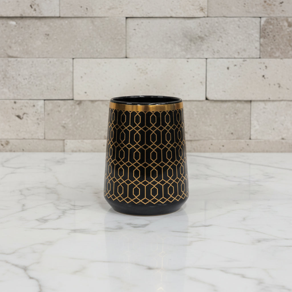 Hexagon Black & Golden Bath set