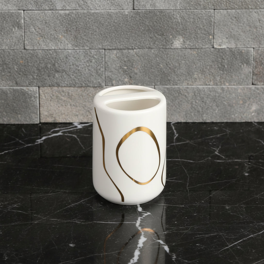Noir Contour White & Gold Bath set