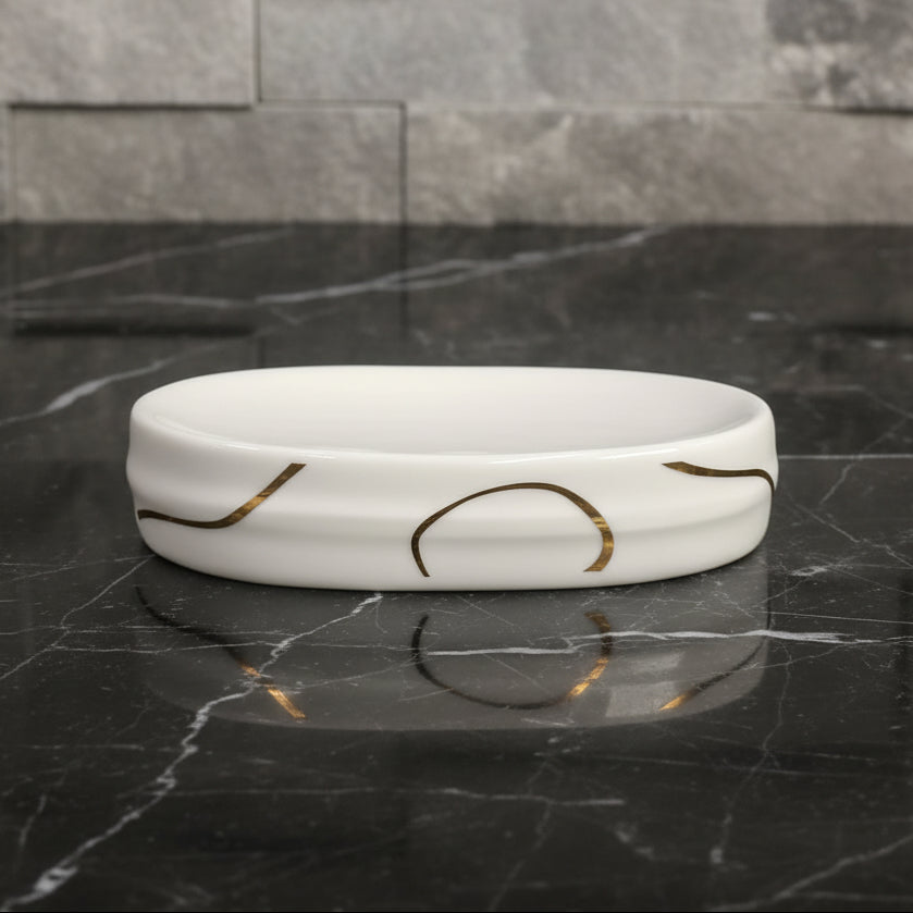 Noir Contour White & Gold Bath set