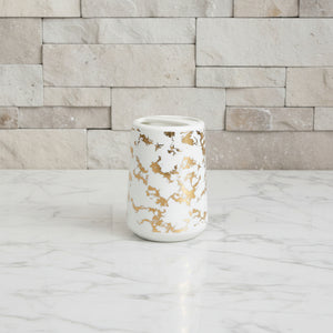 White & Antique Gold Design Bath Set
